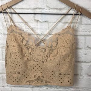 FP - NWOT - Creamy Tan Eyelet & Velvet Bralette